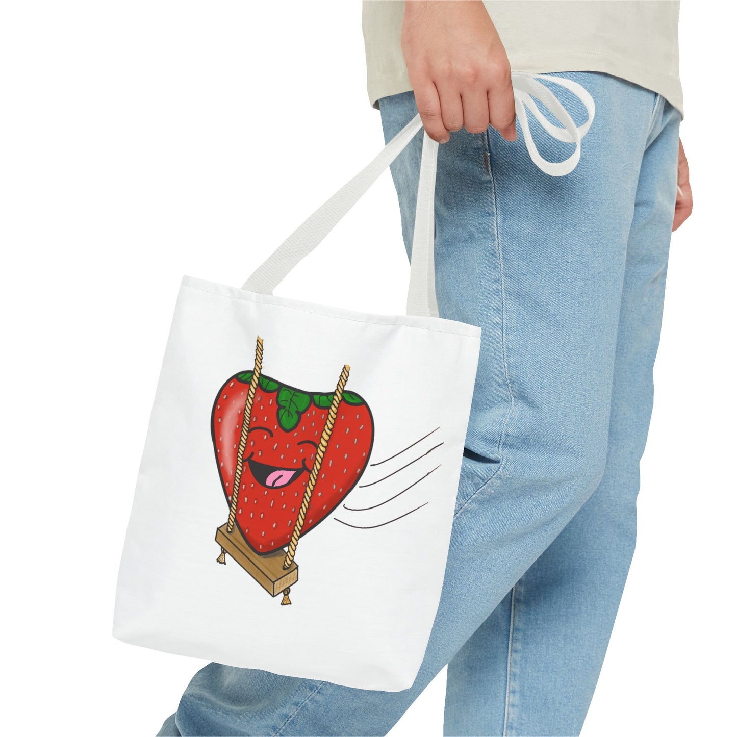 Cute Strawberry Swing Tote Bag - Fun, Playful, Ideal for Gifting