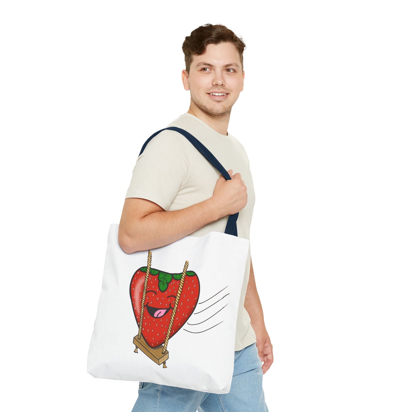 Cute Strawberry Swing Tote Bag - Fun, Playful, Ideal for Gifting